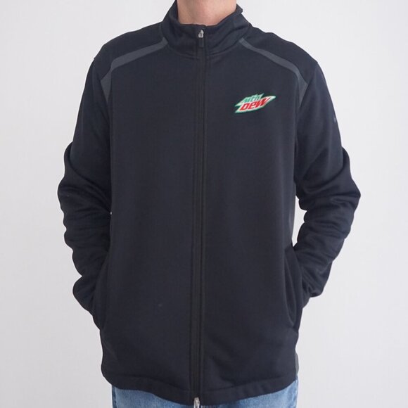 Nike Golf Thermafit Black Gray Embroidered Mtn Dew Zip Up Activewear Jacket L - Picture 1 of 12